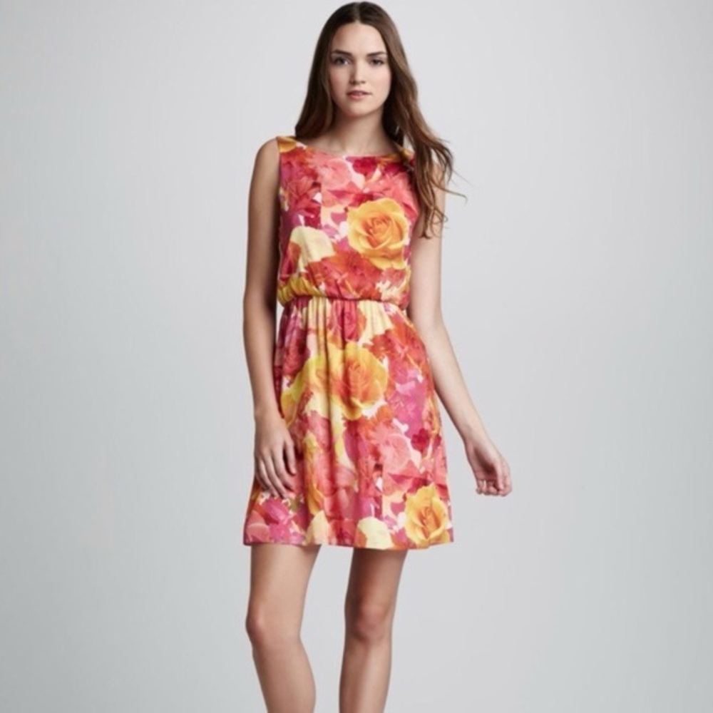 Alice + Olivia Pink Floral Silk Low Back Dress